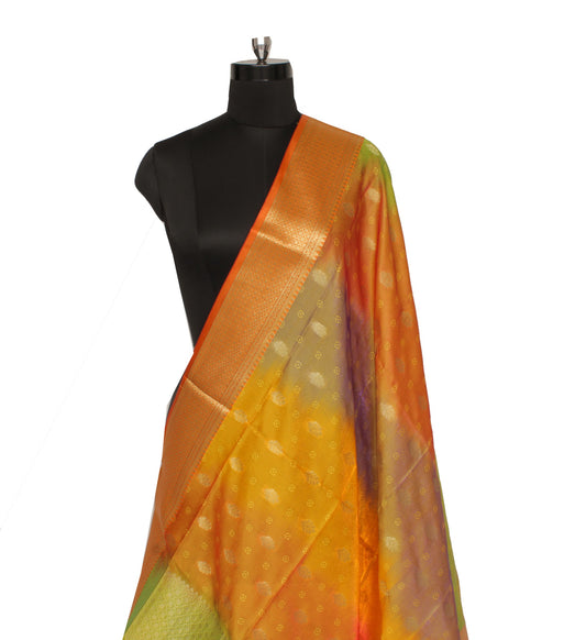 Multi-Color Banarasi Dupatta Indian Art Silk Woven Zari Brocade Long Scarves