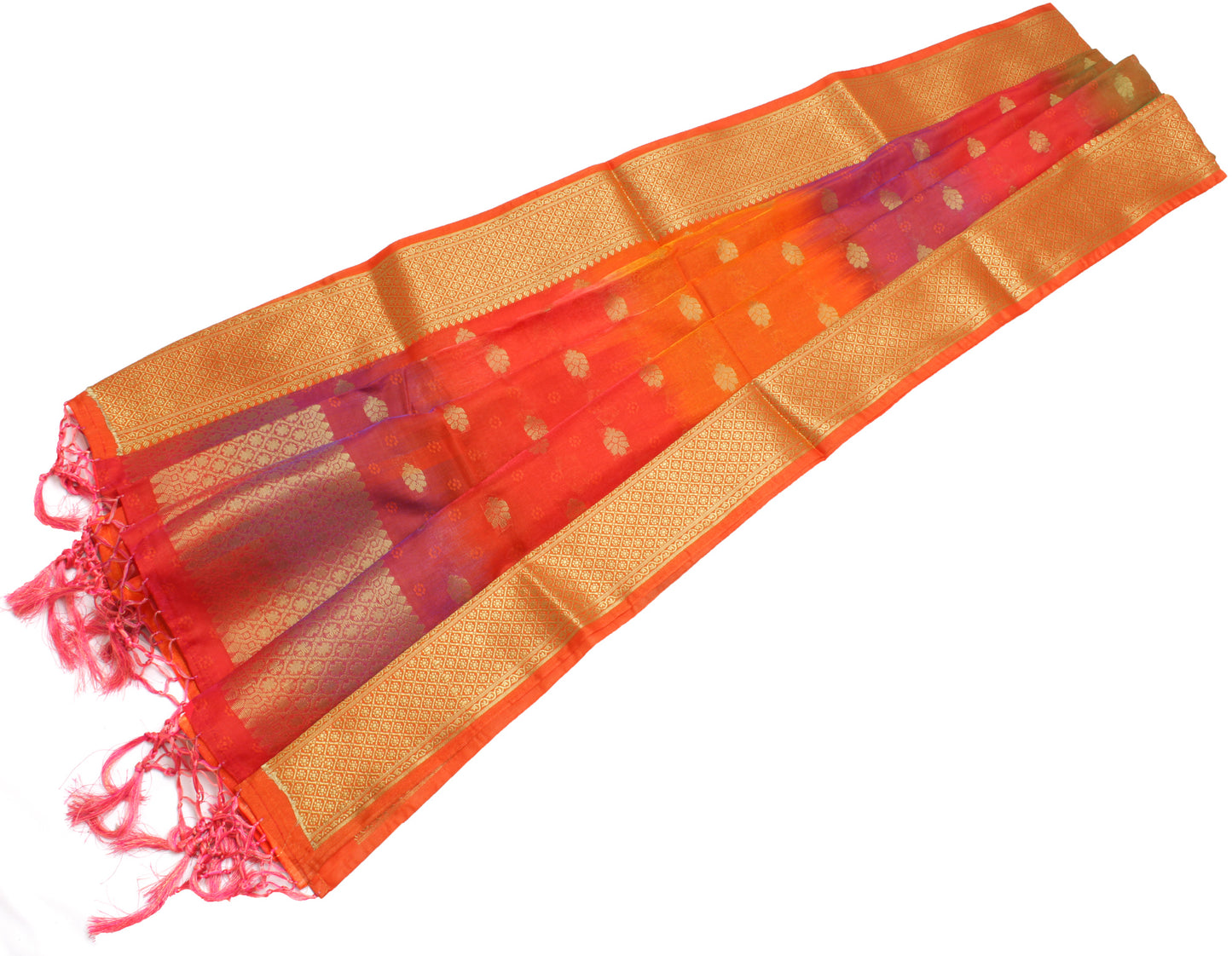 Multi-Color Banarasi Dupatta Indian Art Silk Woven Zari Brocade Long Stole Veil
