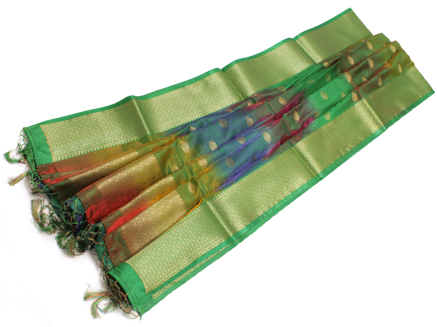 Mulit-Color Banarasi Dupatta Indian Art Silk Woven Zari Brocade Long Scarves