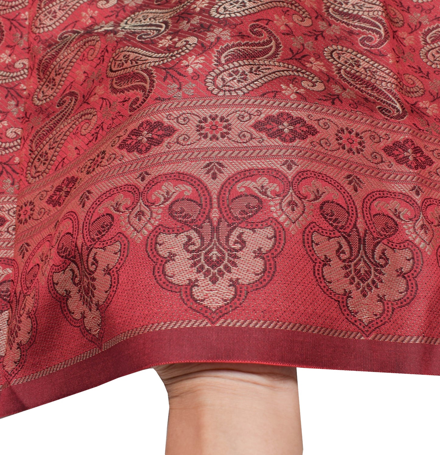 Long Stole Indian Art Silk Woven Banarasi Soft Maroon Dupatta