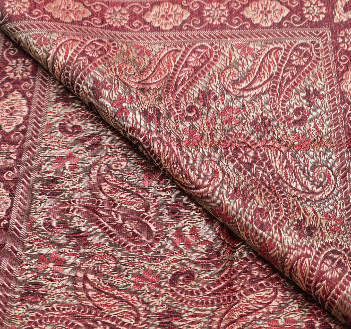 Long Stole Indian Art Silk Woven Banarasi Soft Maroon Dupatta
