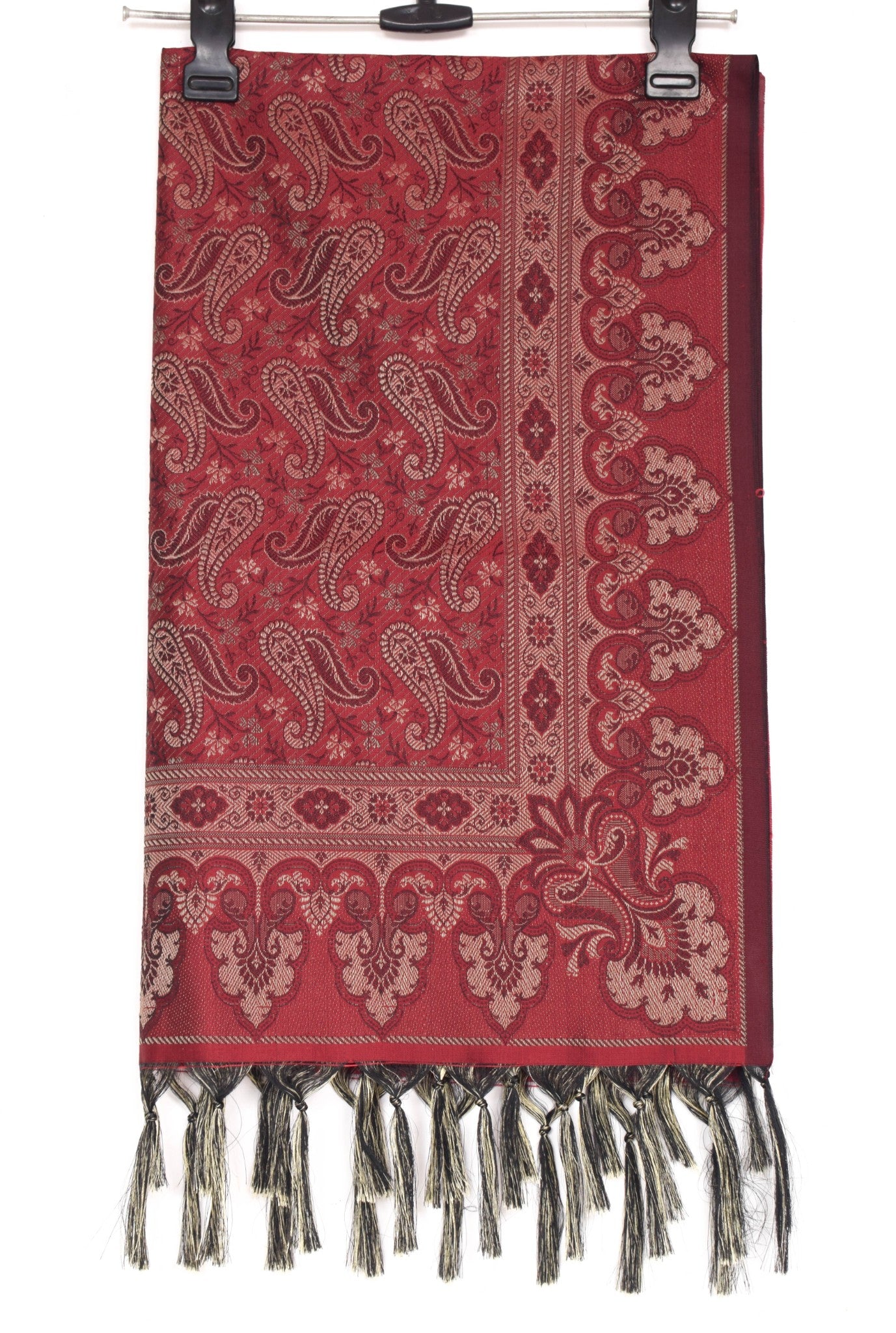 Long Stole Indian Art Silk Woven Banarasi Soft Maroon Dupatta