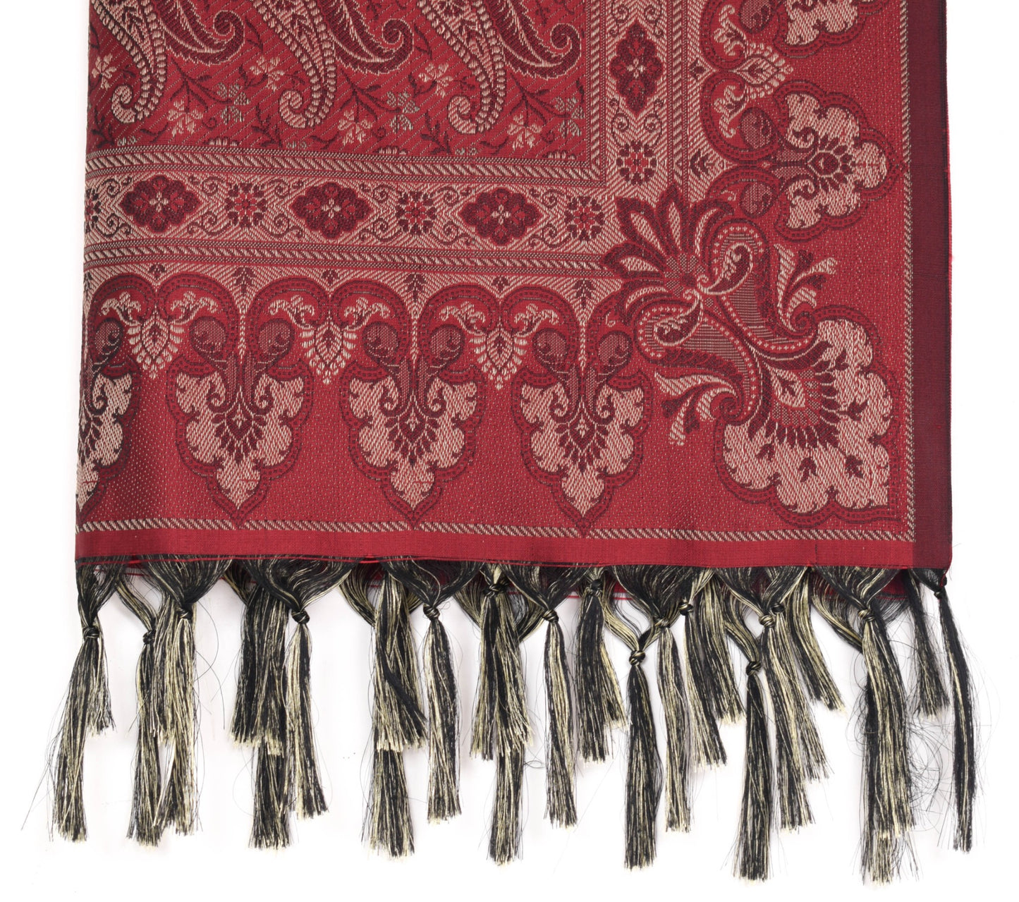 Long Stole Indian Art Silk Woven Banarasi Soft Maroon Dupatta