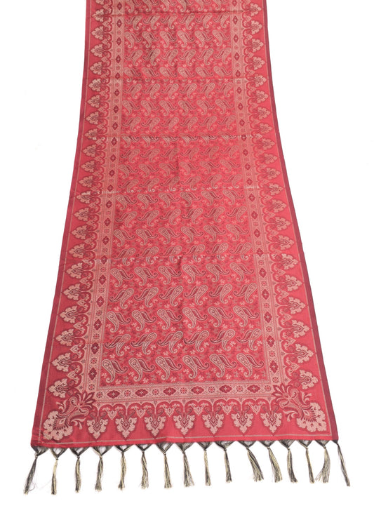 Long Stole Indian Art Silk Woven Banarasi Soft Maroon Dupatta
