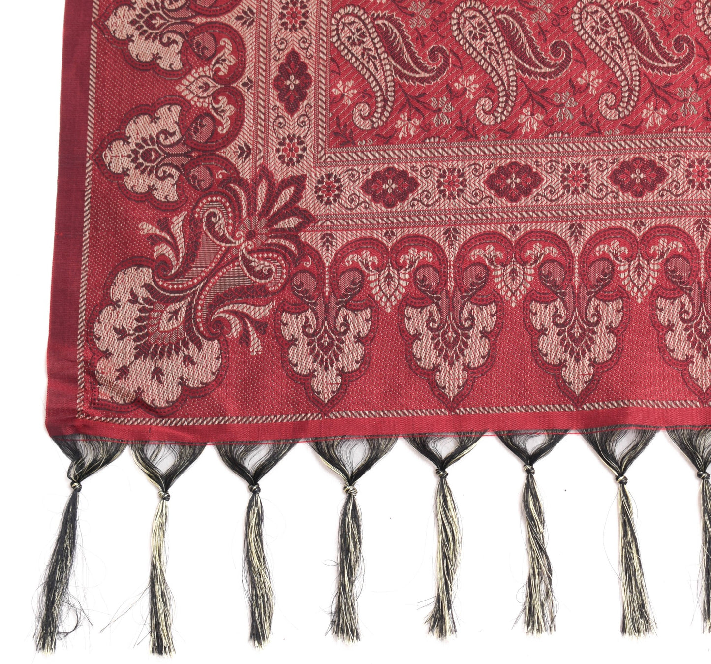 Long Stole Indian Art Silk Woven Banarasi Soft Maroon Dupatta