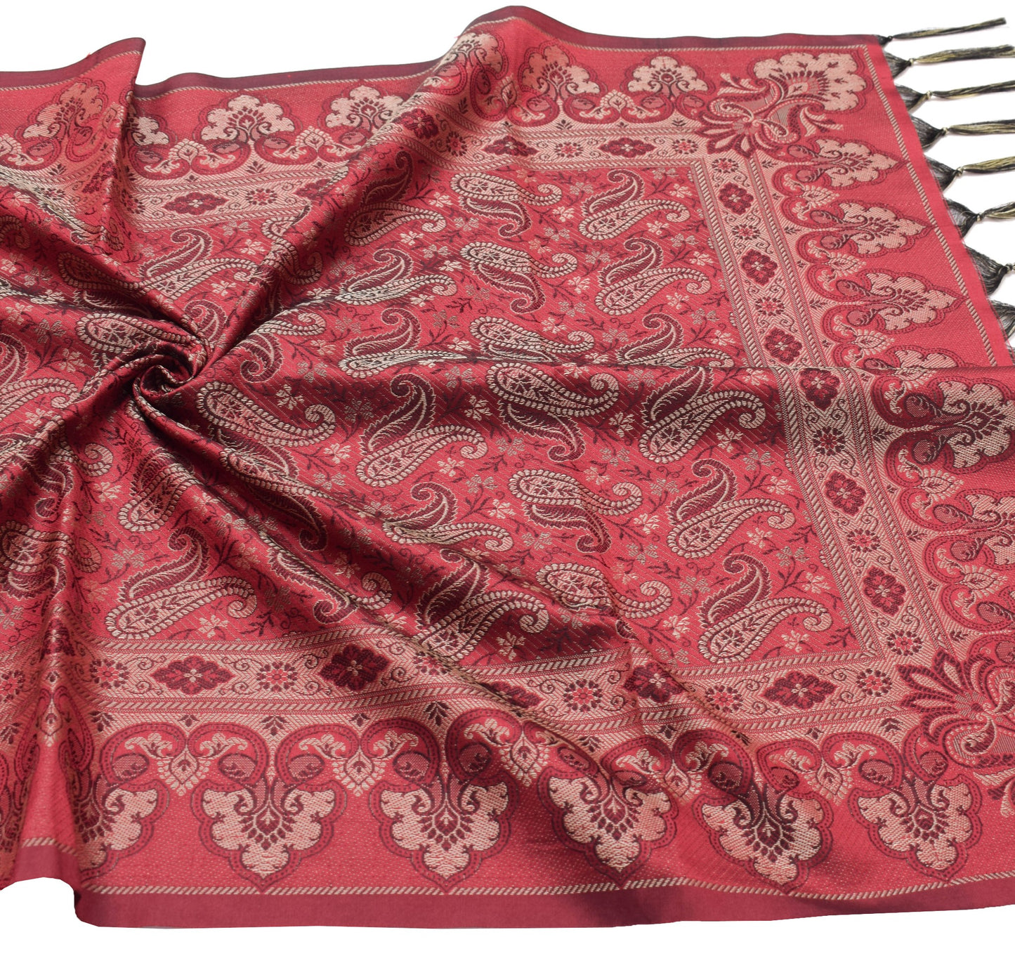Long Stole Indian Art Silk Woven Banarasi Soft Maroon Dupatta