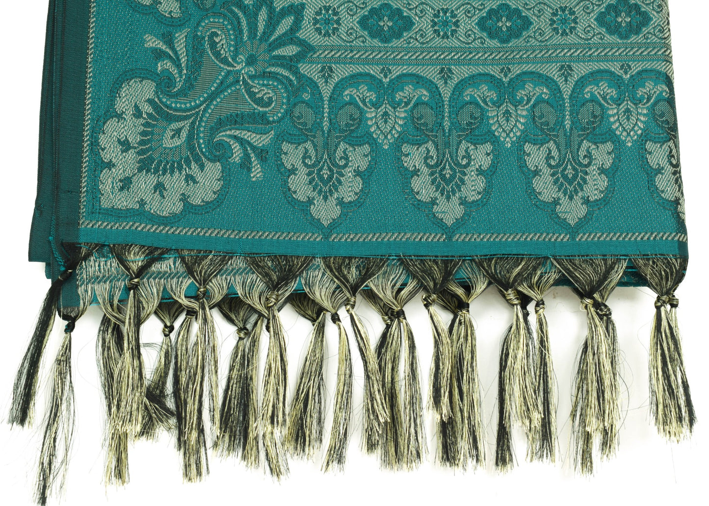 Long Stole Indian Art Silk Woven Banarasi Dupatta Teal Green