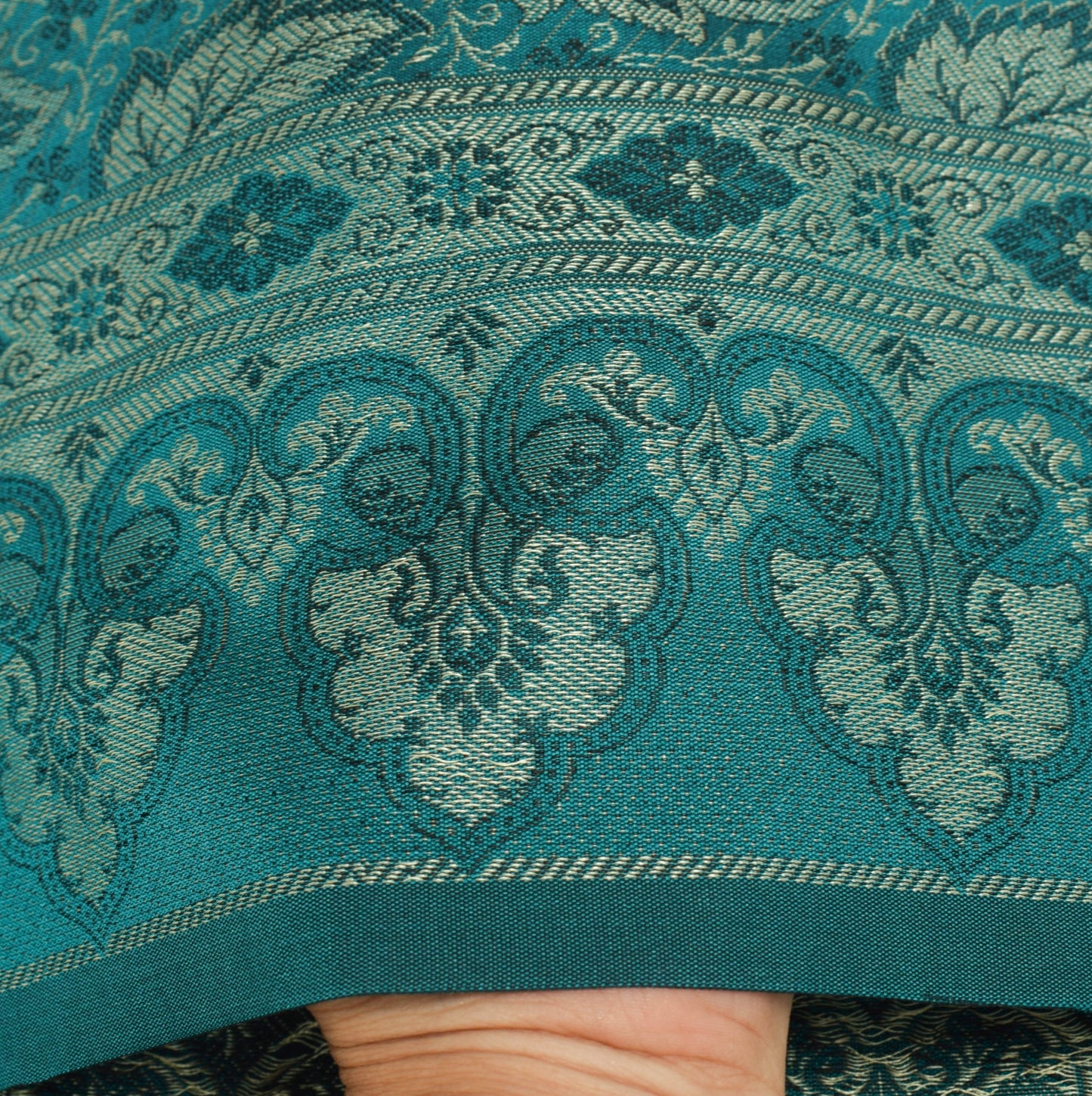 Long Stole Indian Art Silk Woven Banarasi Dupatta Teal Green