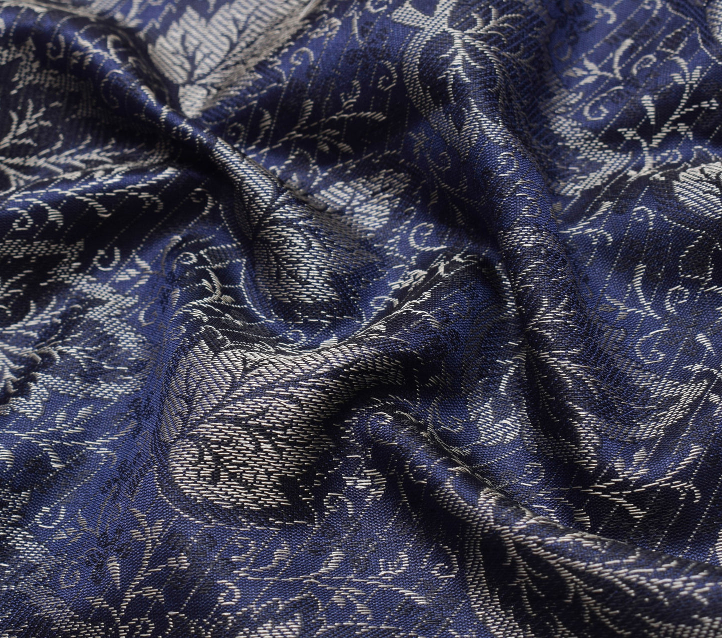 Long Stole Indian Art Silk Woven Banarasi Soft Dupatta Dark Blue
