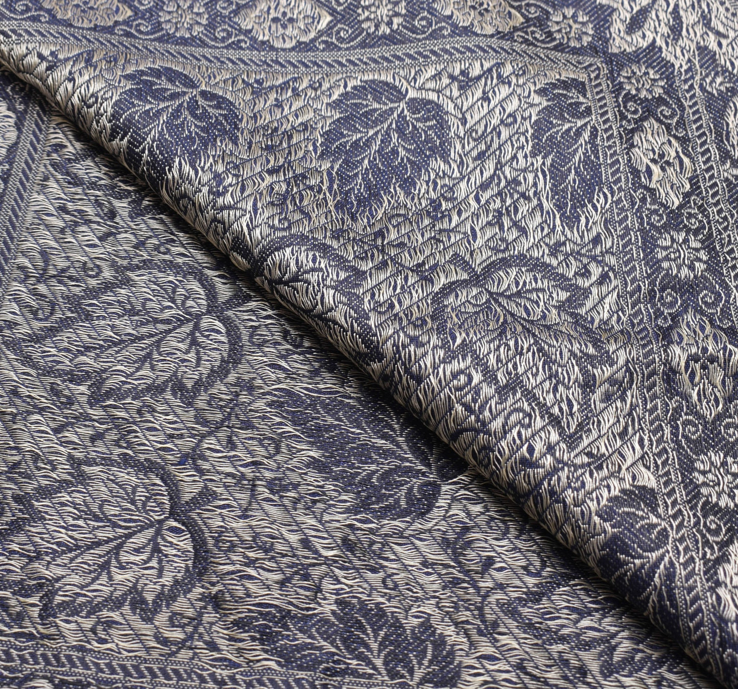 Long Stole Indian Art Silk Woven Banarasi Soft Dupatta Dark Blue