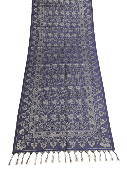 Long Stole Indian Art Silk Woven Banarasi Soft Dupatta Dark Blue