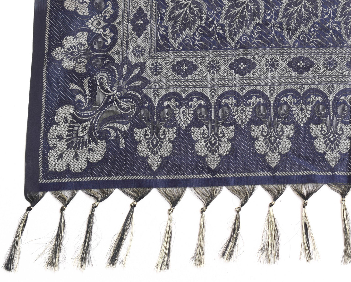 Long Stole Indian Art Silk Woven Banarasi Soft Dupatta Dark Blue
