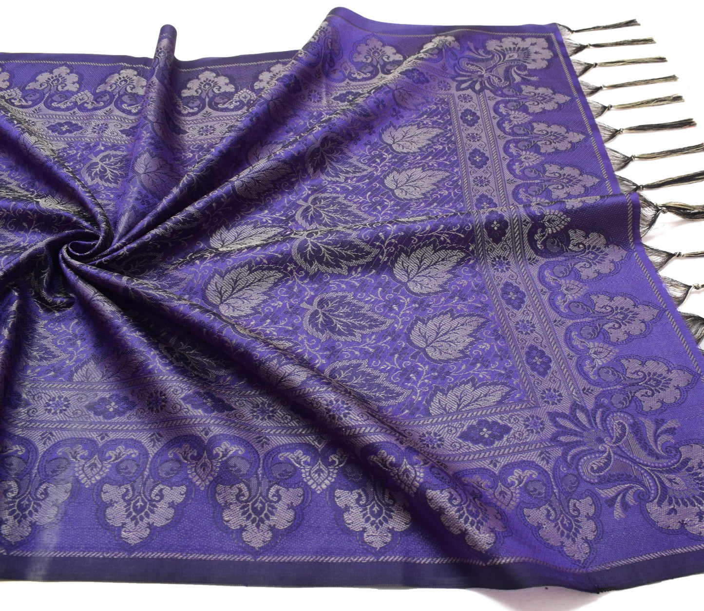 Long Stole Indian Art Silk Woven Banarasi Soft Dupatta Violet