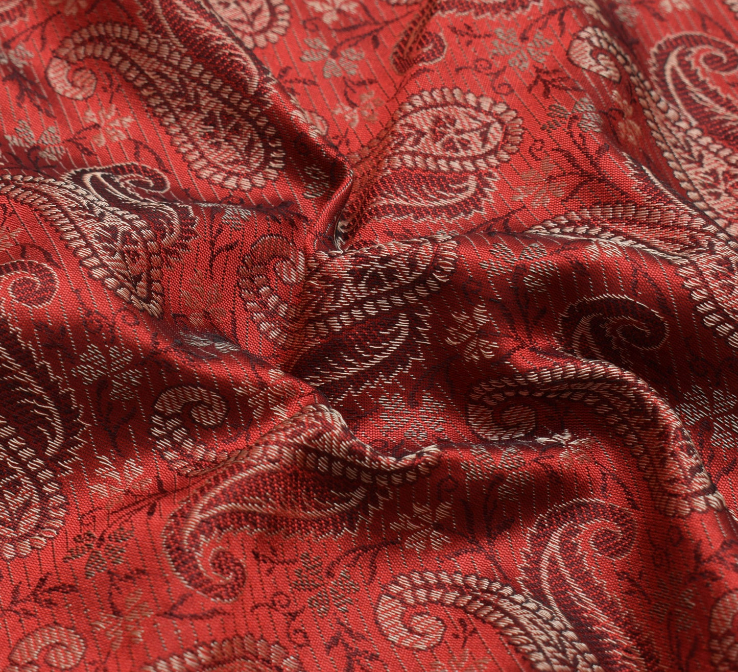 Long Stole Indian Art Silk Woven Banarasi Soft Women Dupatta Red