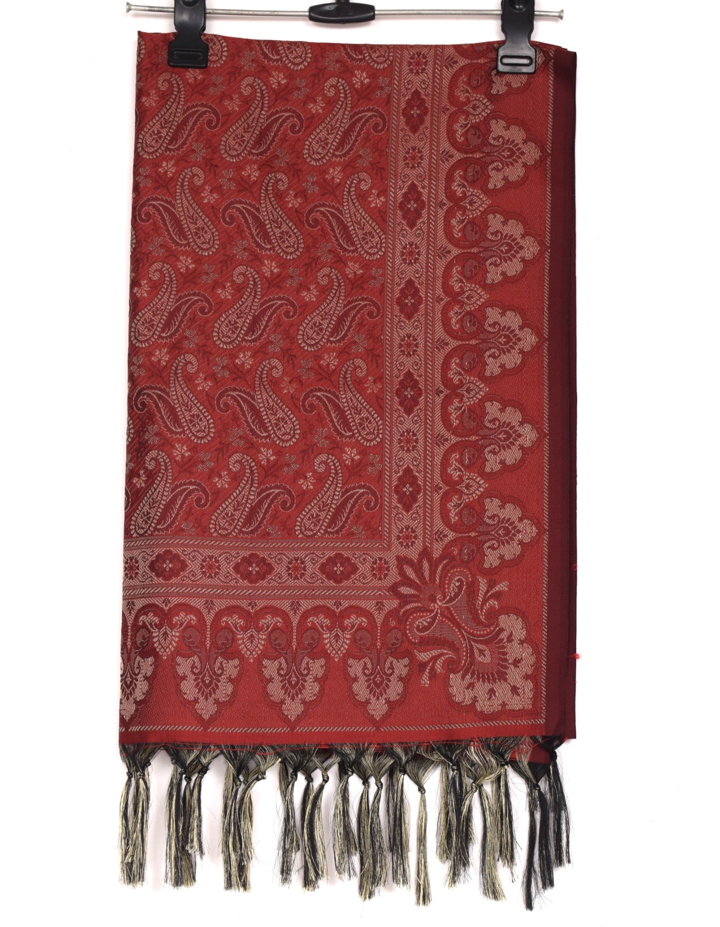 Long Stole Indian Art Silk Woven Banarasi Soft Women Dupatta Red