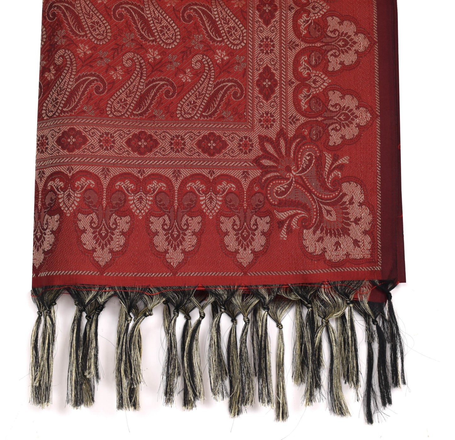 Long Stole Indian Art Silk Woven Banarasi Soft Women Dupatta Red