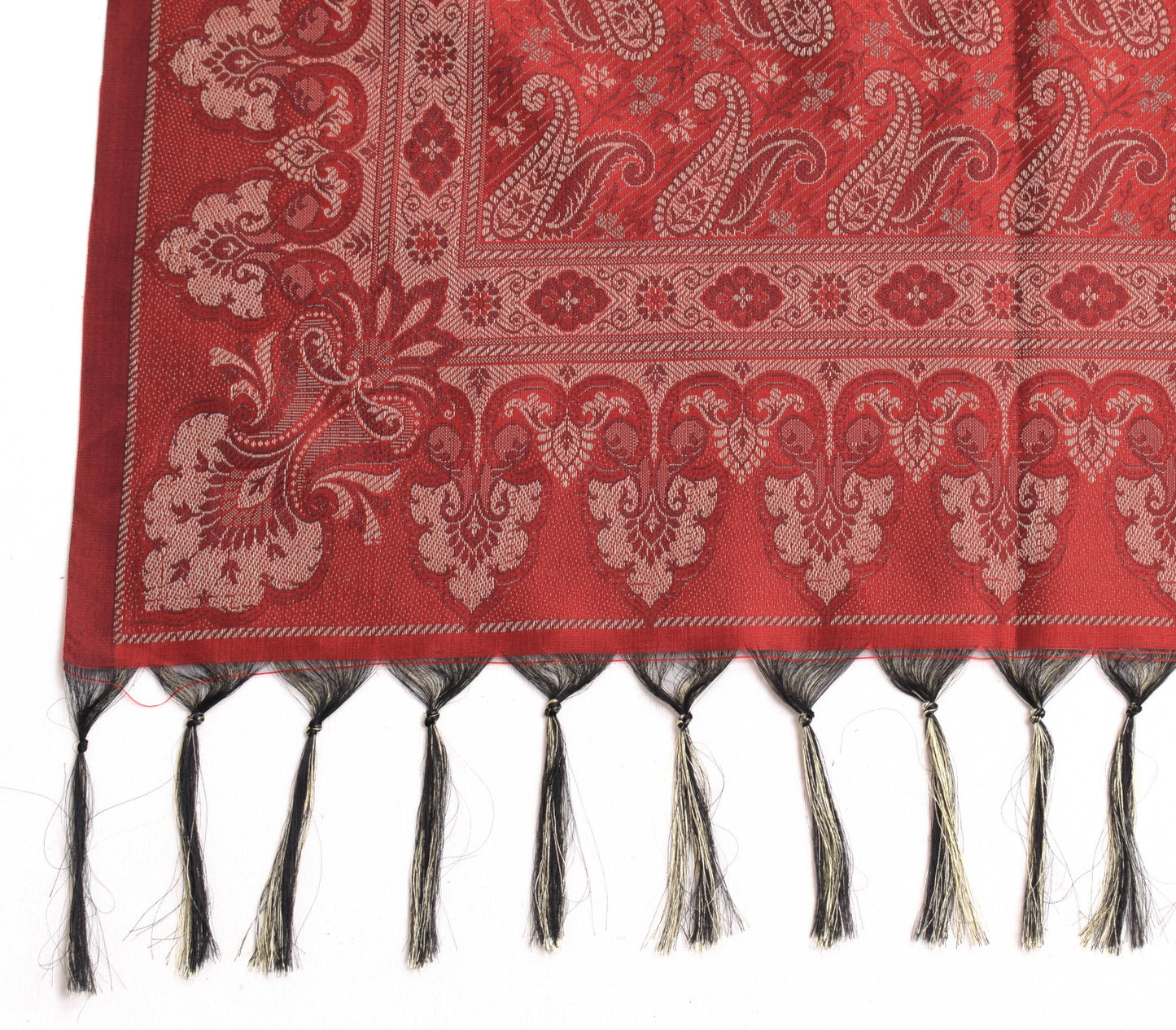 Long Stole Indian Art Silk Woven Banarasi Soft Women Dupatta Red