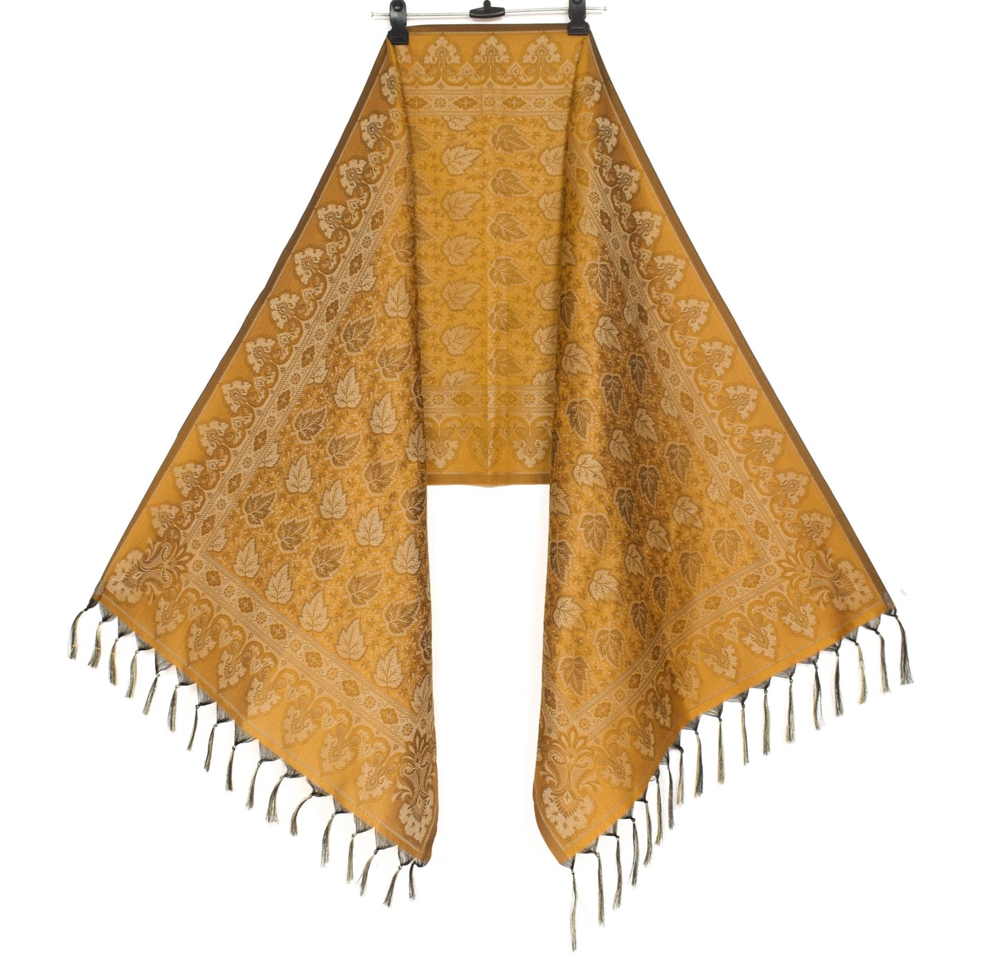 Long Stole Indian Art Silk Woven Banarasi Soft Dupatta Mustard