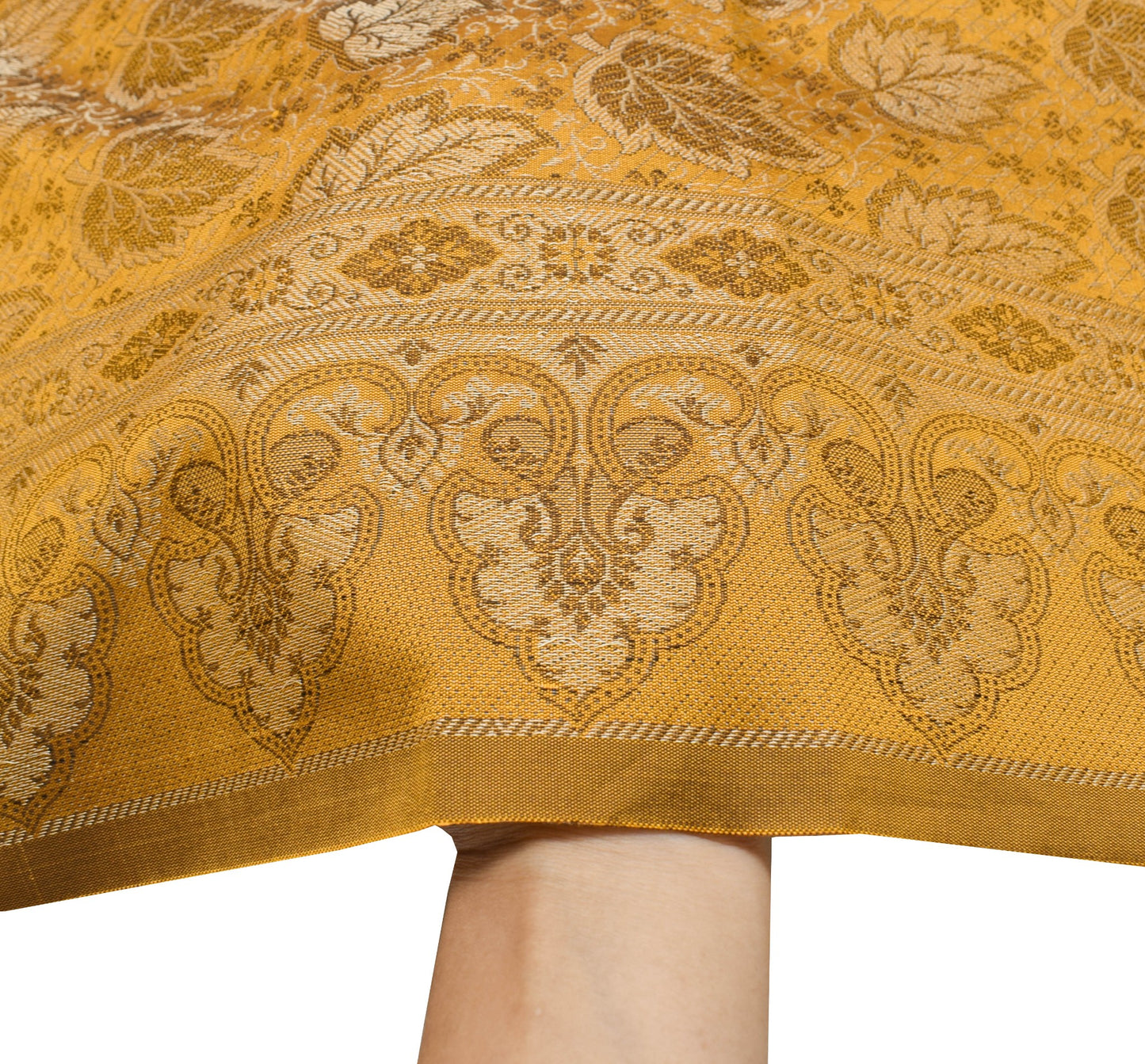 Long Stole Indian Art Silk Woven Banarasi Soft Dupatta Mustard