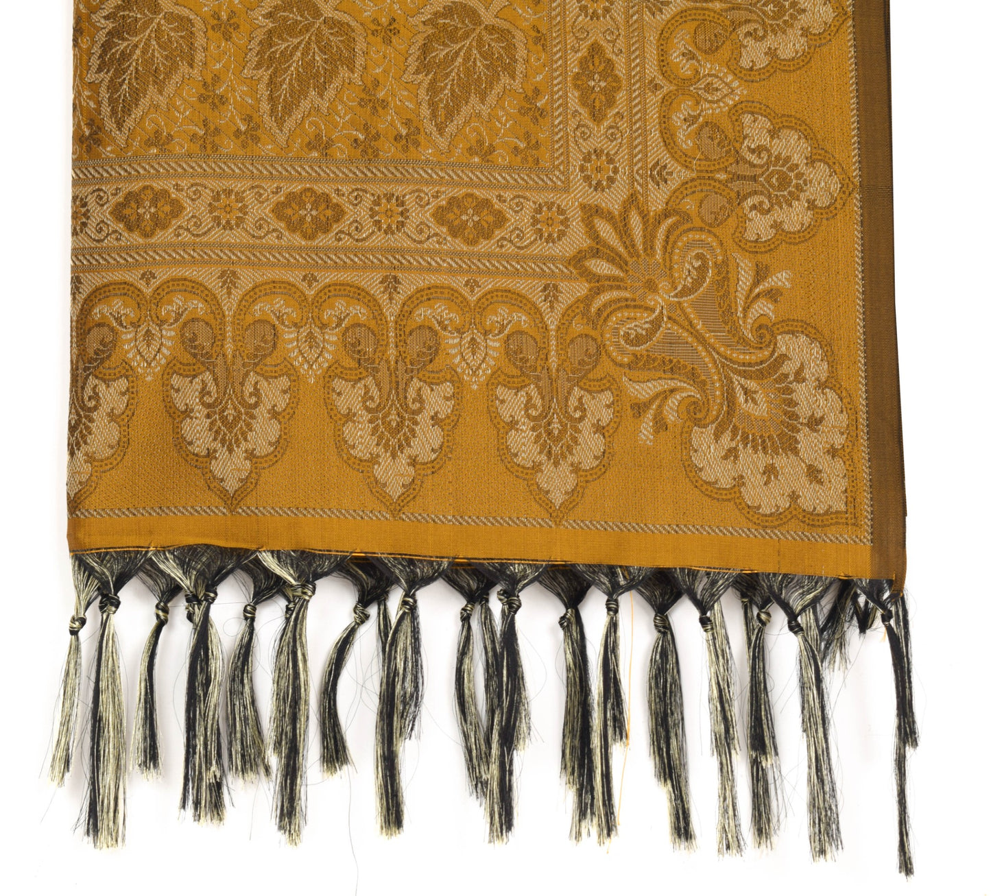 Long Stole Indian Art Silk Woven Banarasi Soft Dupatta Mustard