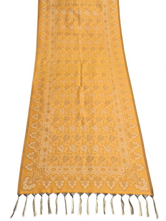Long Stole Indian Art Silk Woven Banarasi Soft Dupatta Mustard