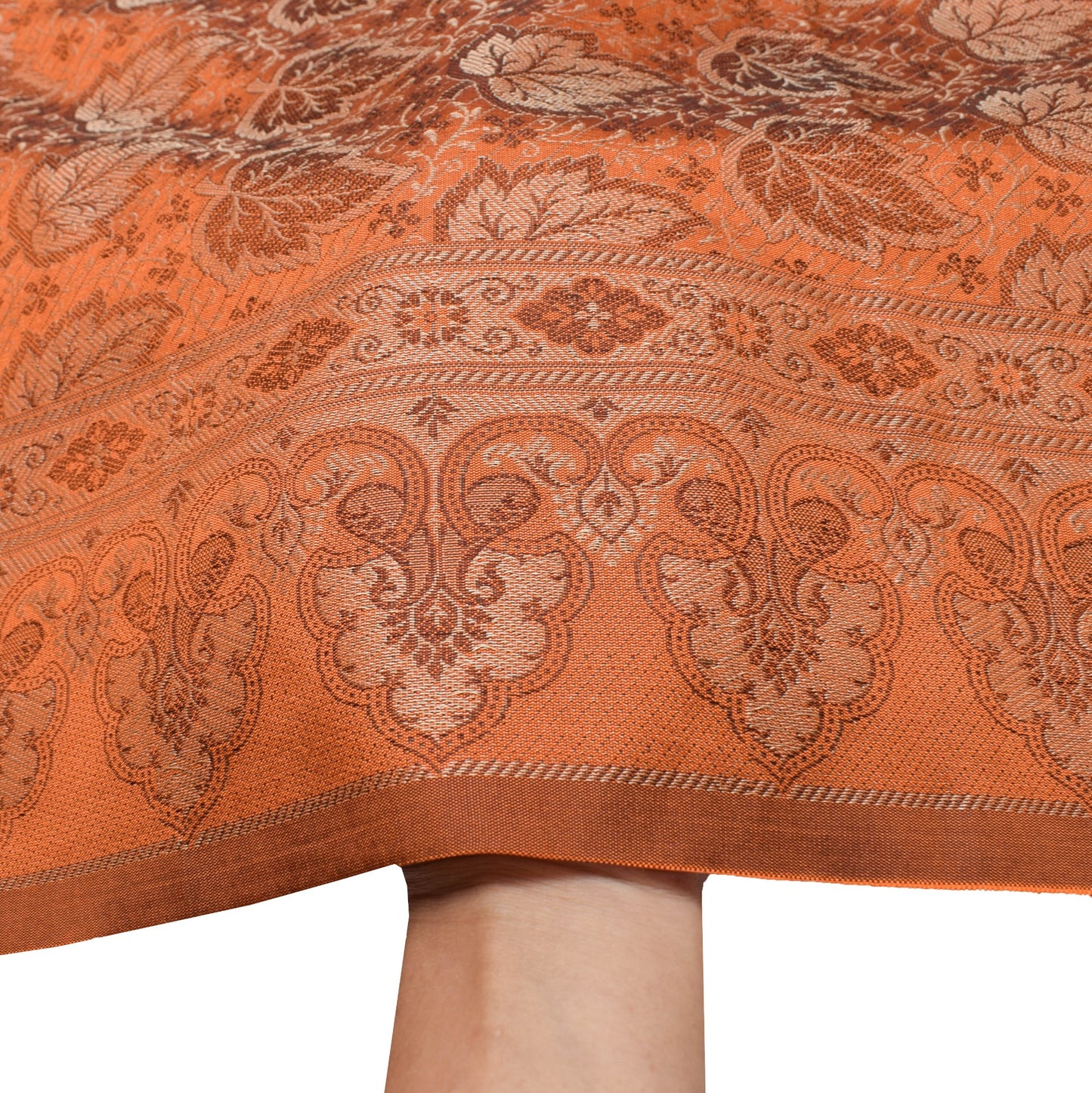 Long Stole Indian Art Silk Woven Banarasi Soft Dupatta Rust