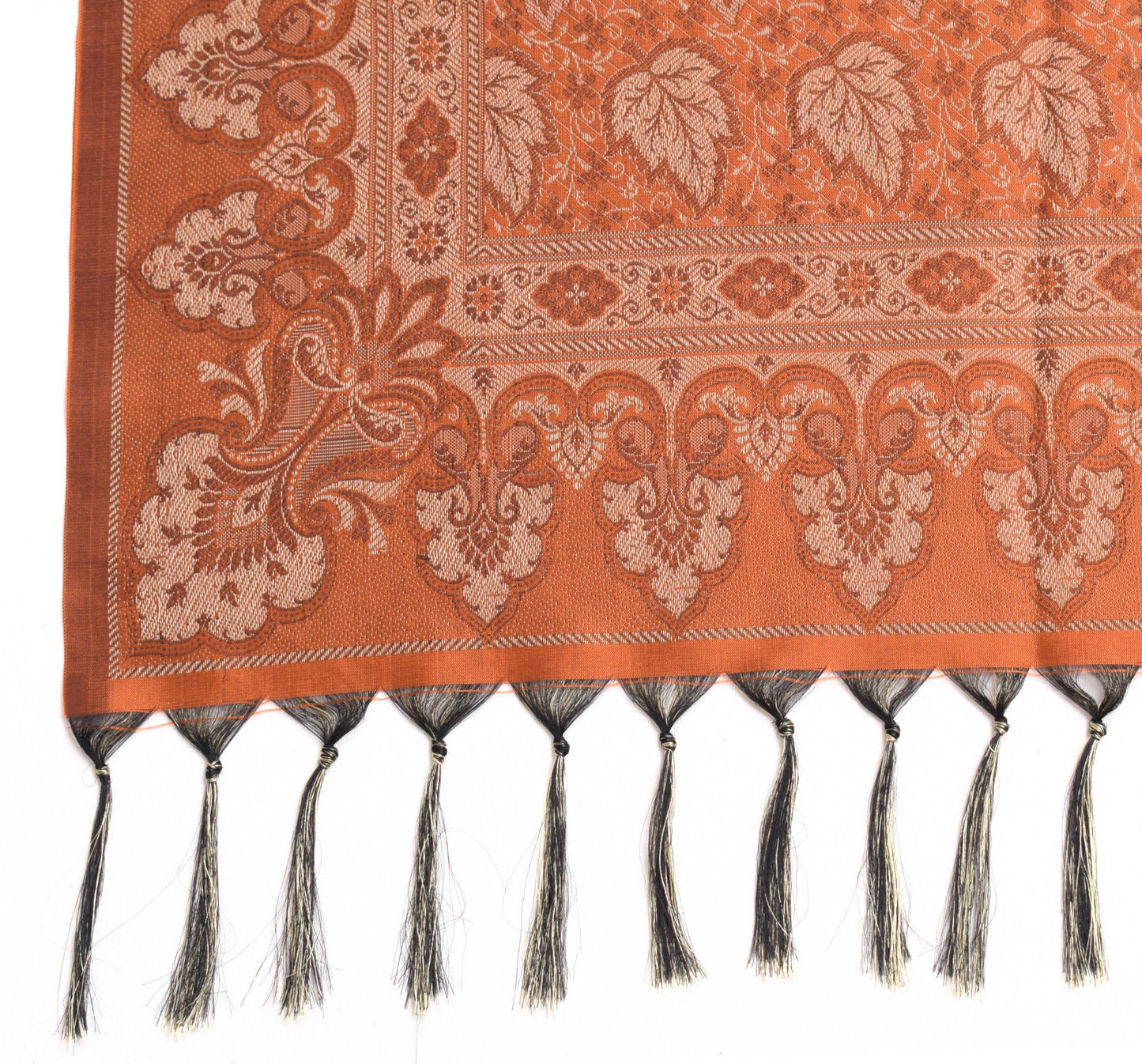 Long Stole Indian Art Silk Woven Banarasi Soft Dupatta Rust