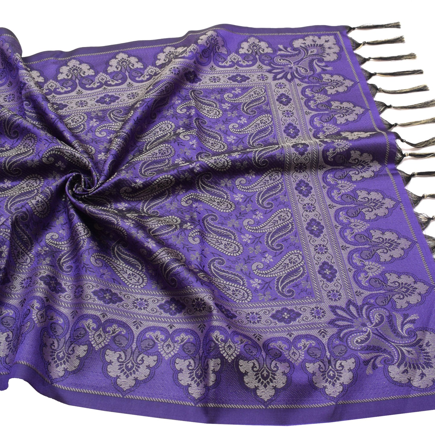 Long Stole Indian Art Silk Woven Banarasi Soft Violet Dupatta