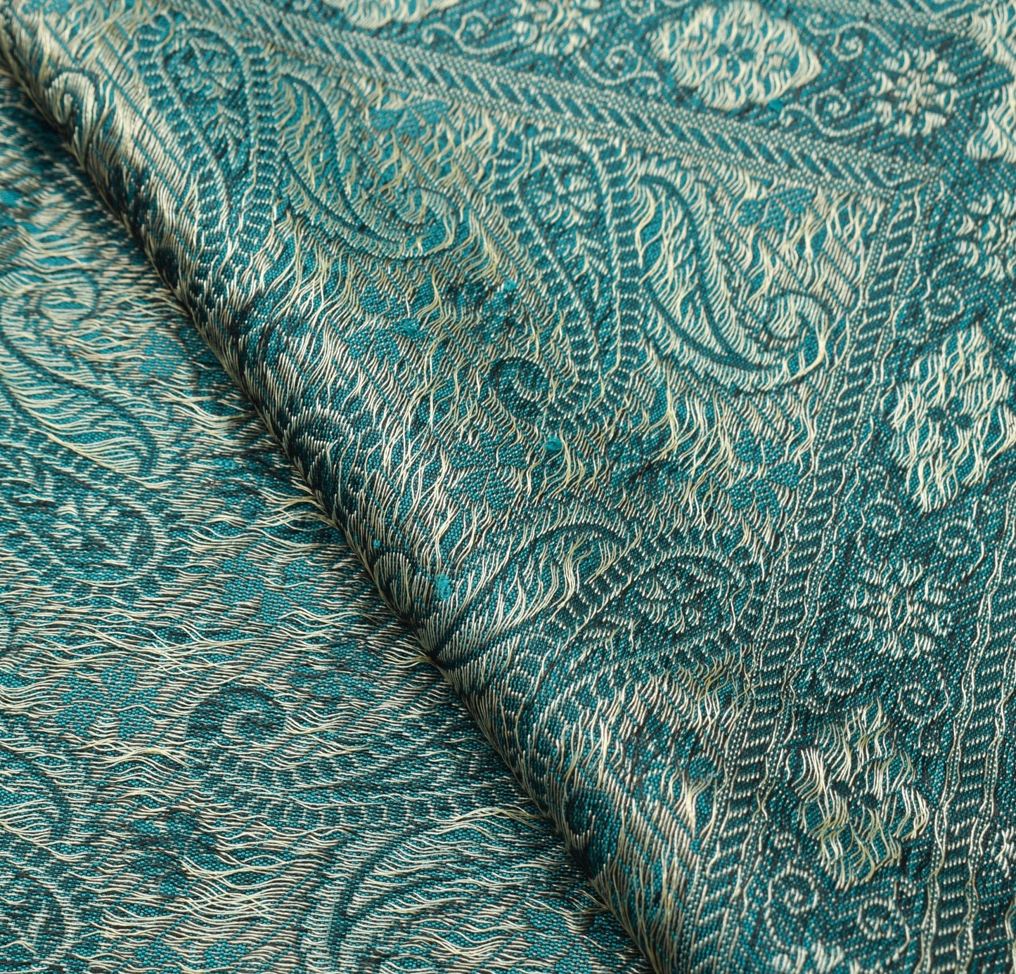 Teal Green Art Silk Woven Paisley Soft Long Stole Scarf Wrap