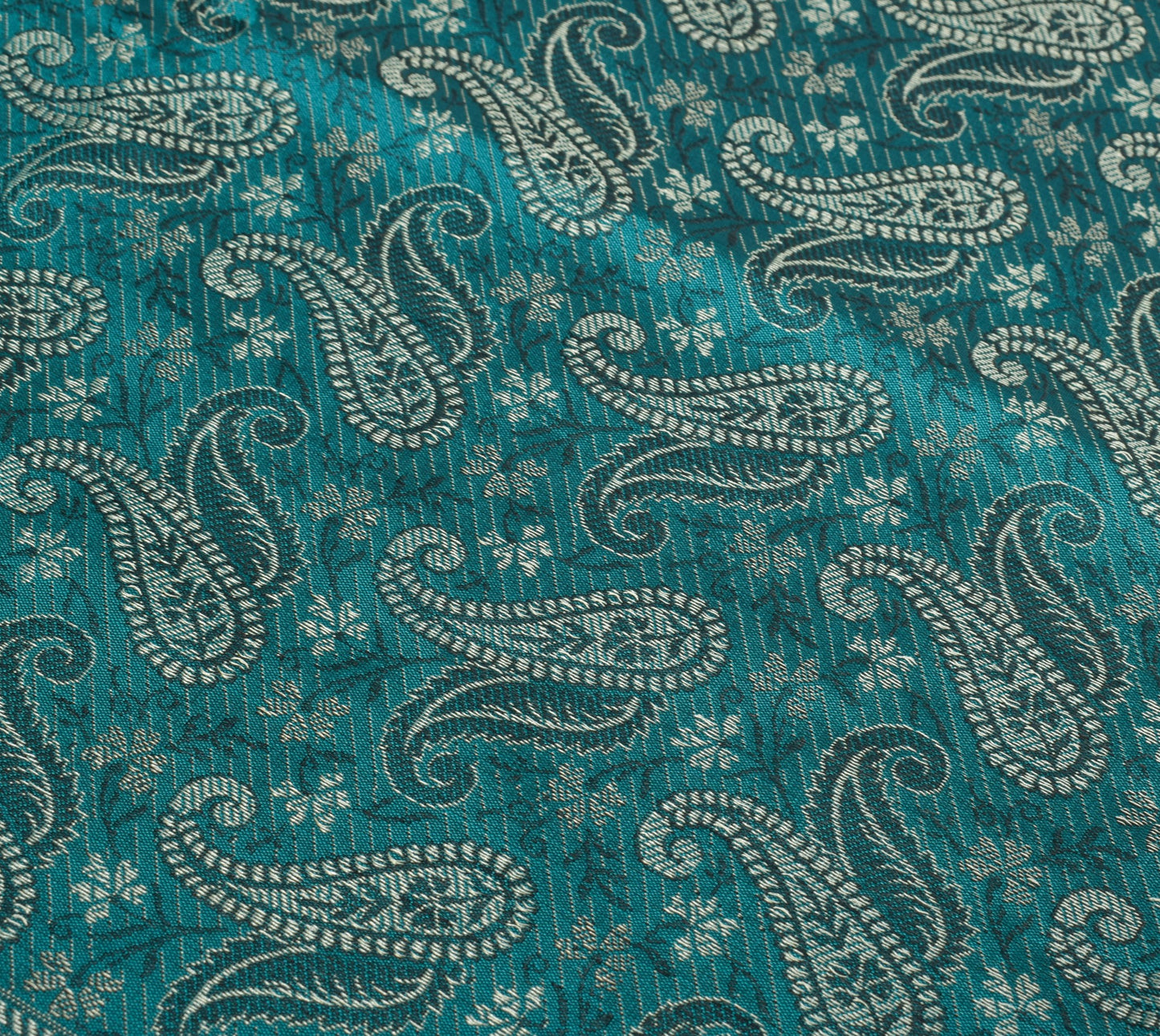 Teal Green Art Silk Woven Paisley Soft Long Stole Scarf Wrap