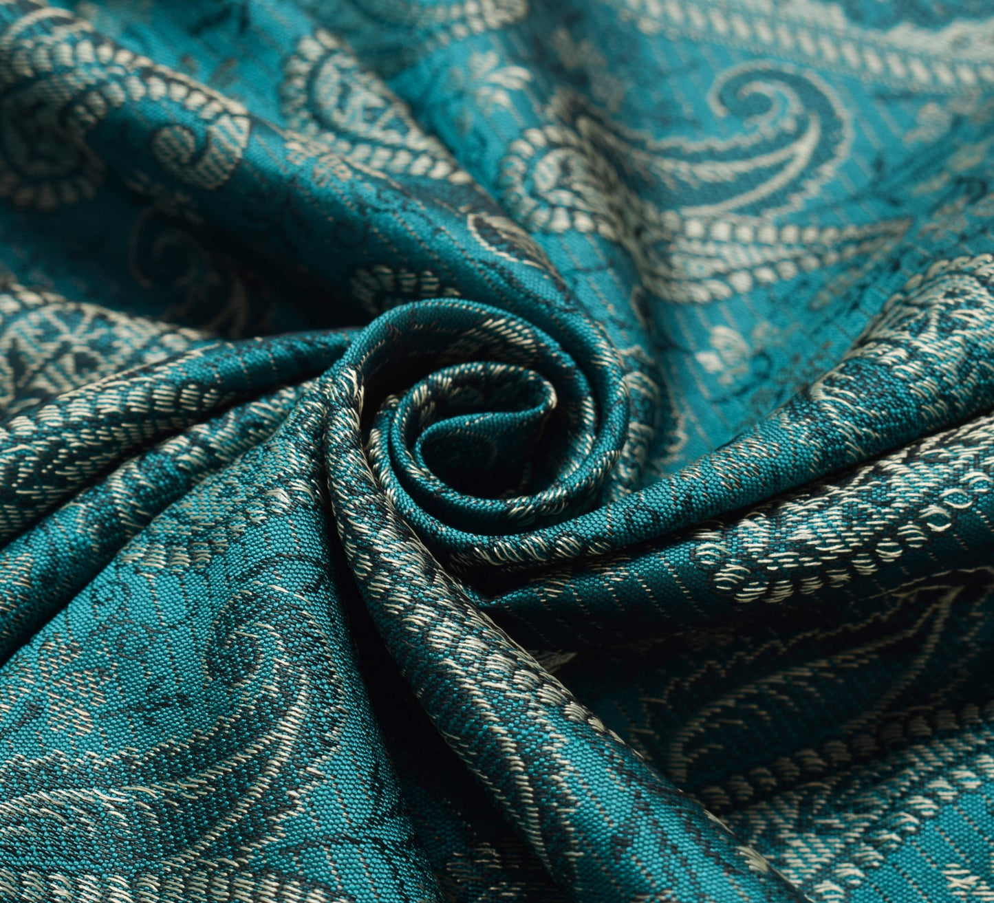 Teal Green Art Silk Woven Paisley Soft Long Stole Scarf Wrap
