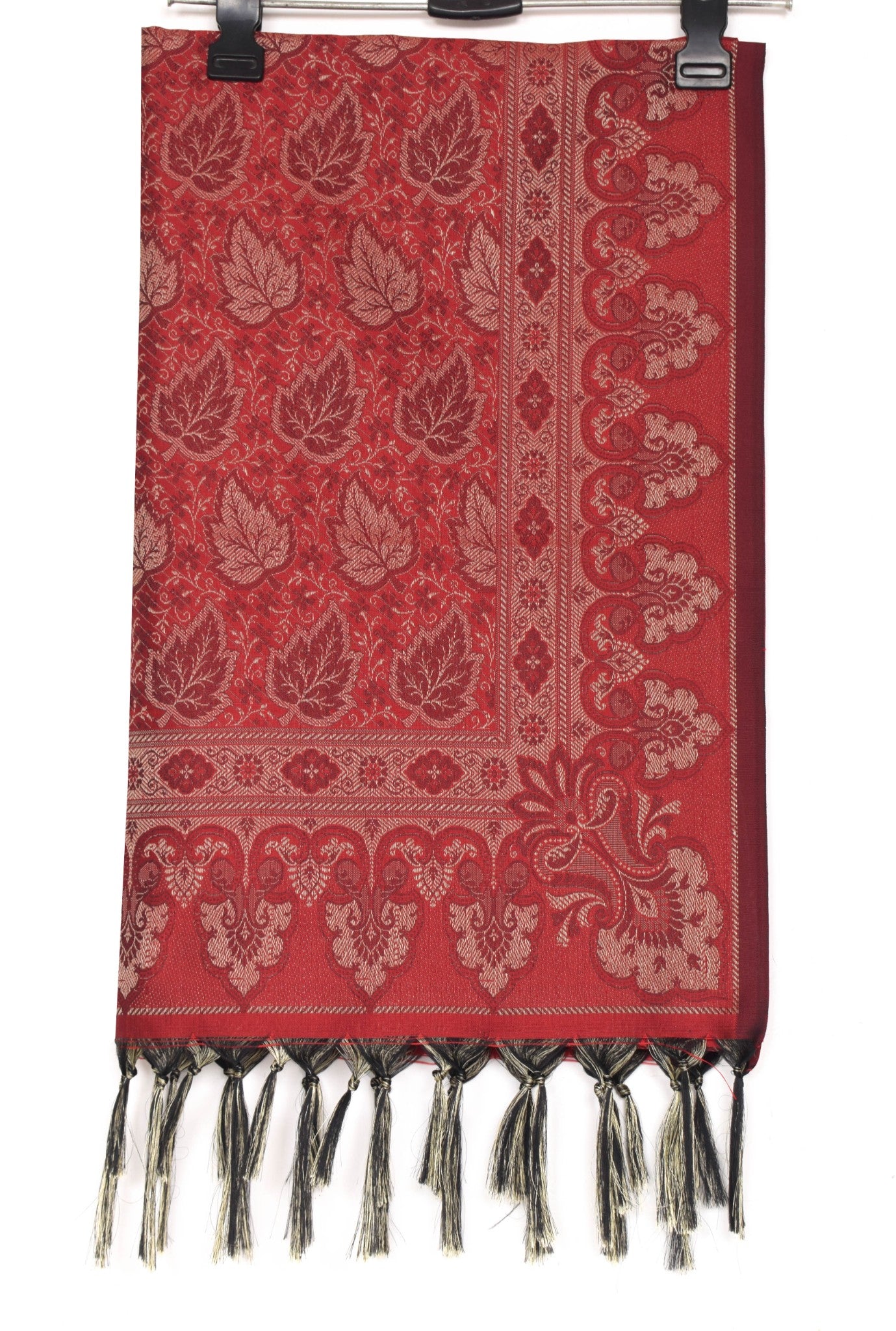 Long Stole Indian Art Silk Woven Banarasi Soft Women Dupatta Red