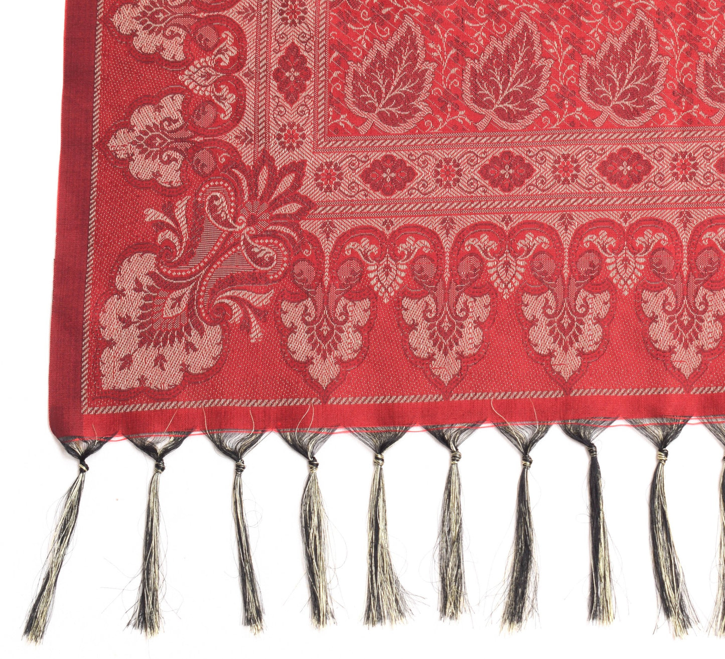 Long Stole Indian Art Silk Woven Banarasi Soft Women Dupatta Red