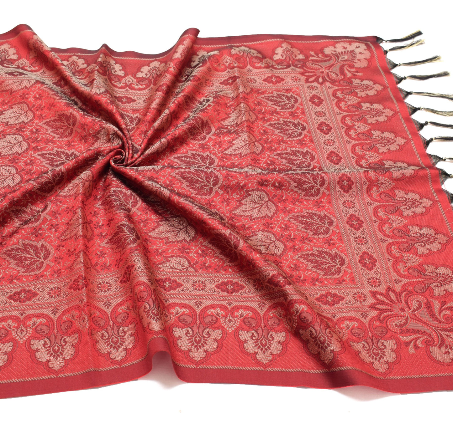 Long Stole Indian Art Silk Woven Banarasi Soft Women Dupatta Red