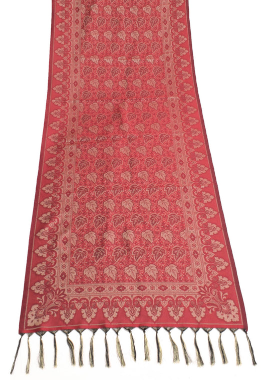 Long Stole Indian Art Silk Woven Banarasi Soft Dupatta Maroon