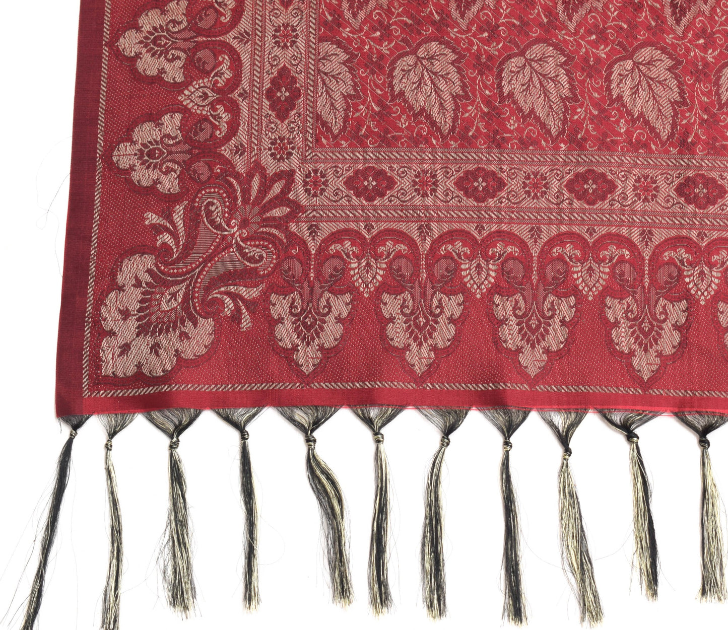 Long Stole Indian Art Silk Woven Banarasi Soft Dupatta Maroon
