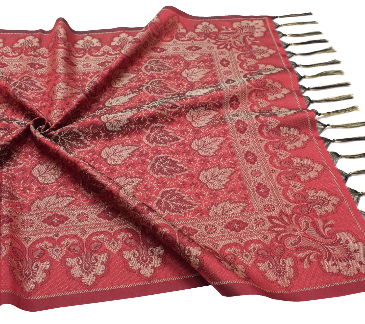 Long Stole Indian Art Silk Woven Banarasi Soft Dupatta Maroon