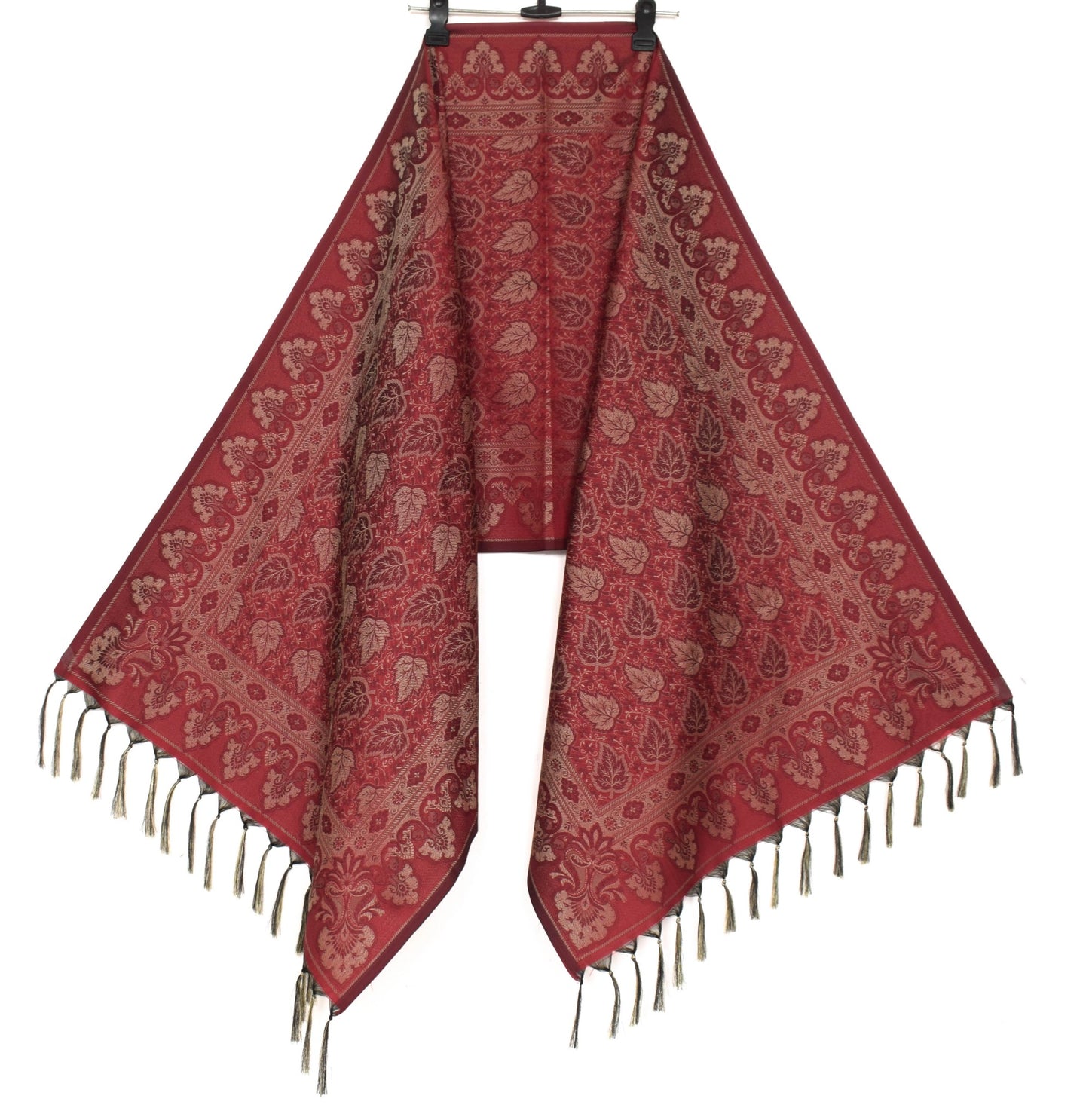 Long Stole Indian Art Silk Woven Banarasi Soft Dupatta Maroon