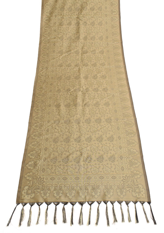 Long Stole Indian Art Silk Woven Banarasi Soft Dupatta Cream