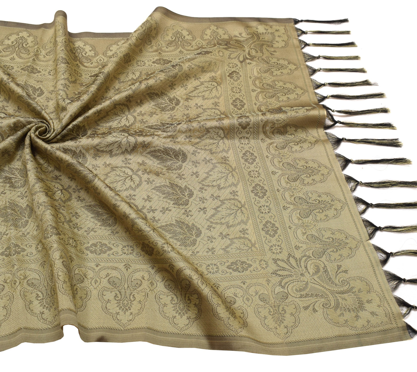 Long Stole Indian Art Silk Woven Banarasi Soft Dupatta Cream
