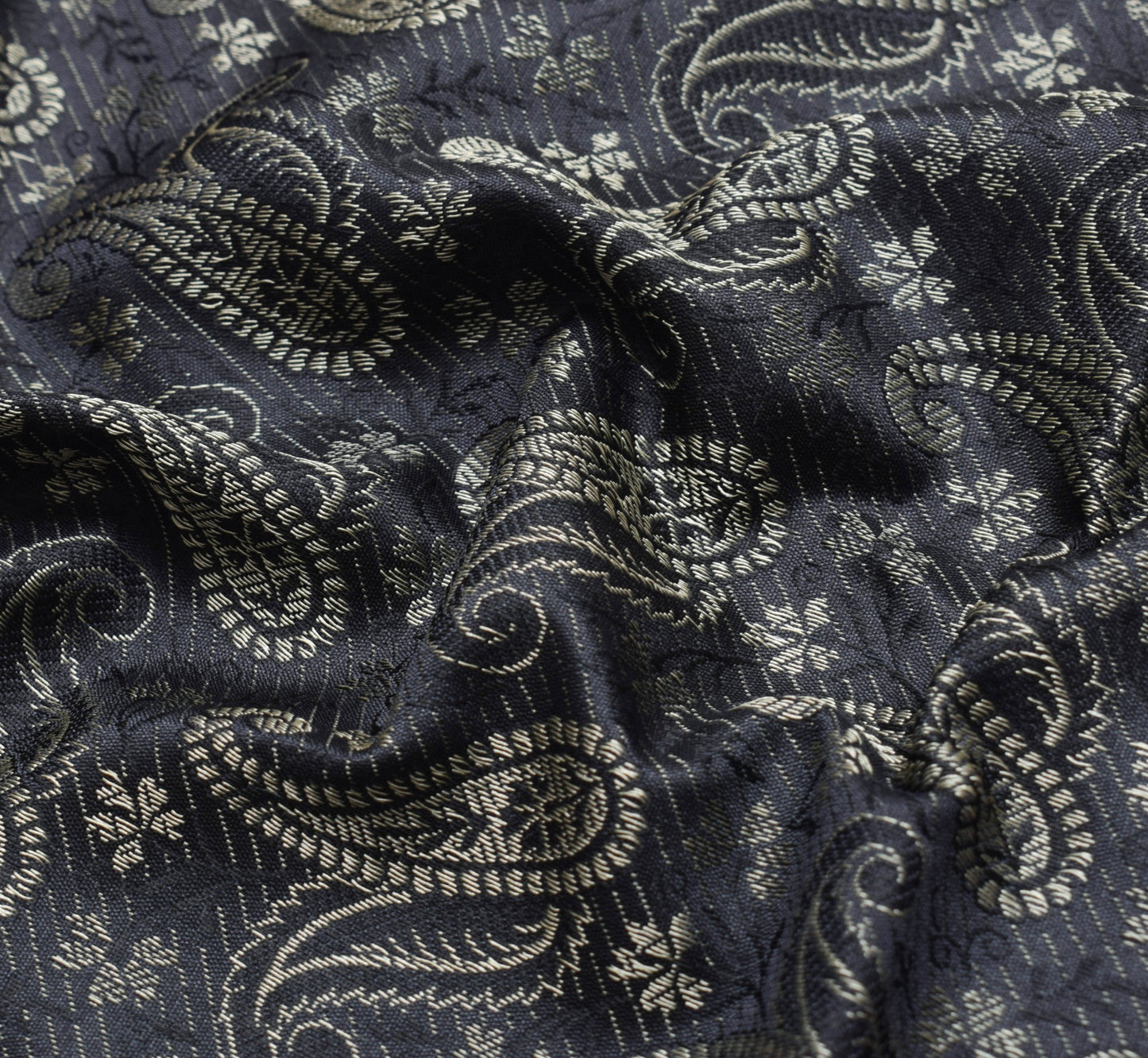 Long Stole Indian Art Silk Woven Banarasi Soft Black Dupatta