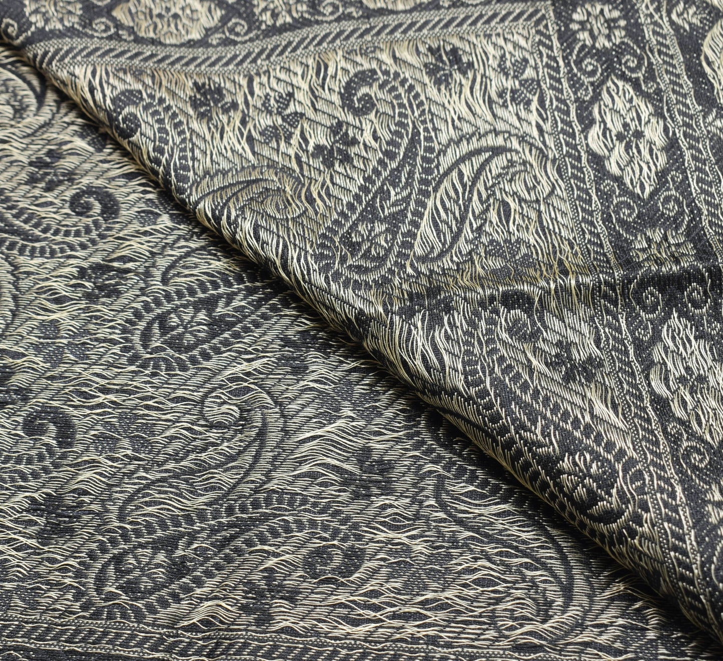 Long Stole Indian Art Silk Woven Banarasi Soft Black Dupatta