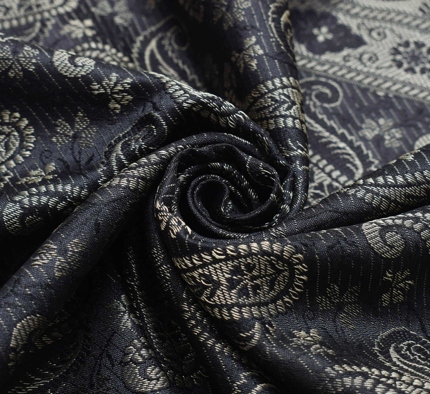 Long Stole Indian Art Silk Woven Banarasi Soft Black Dupatta