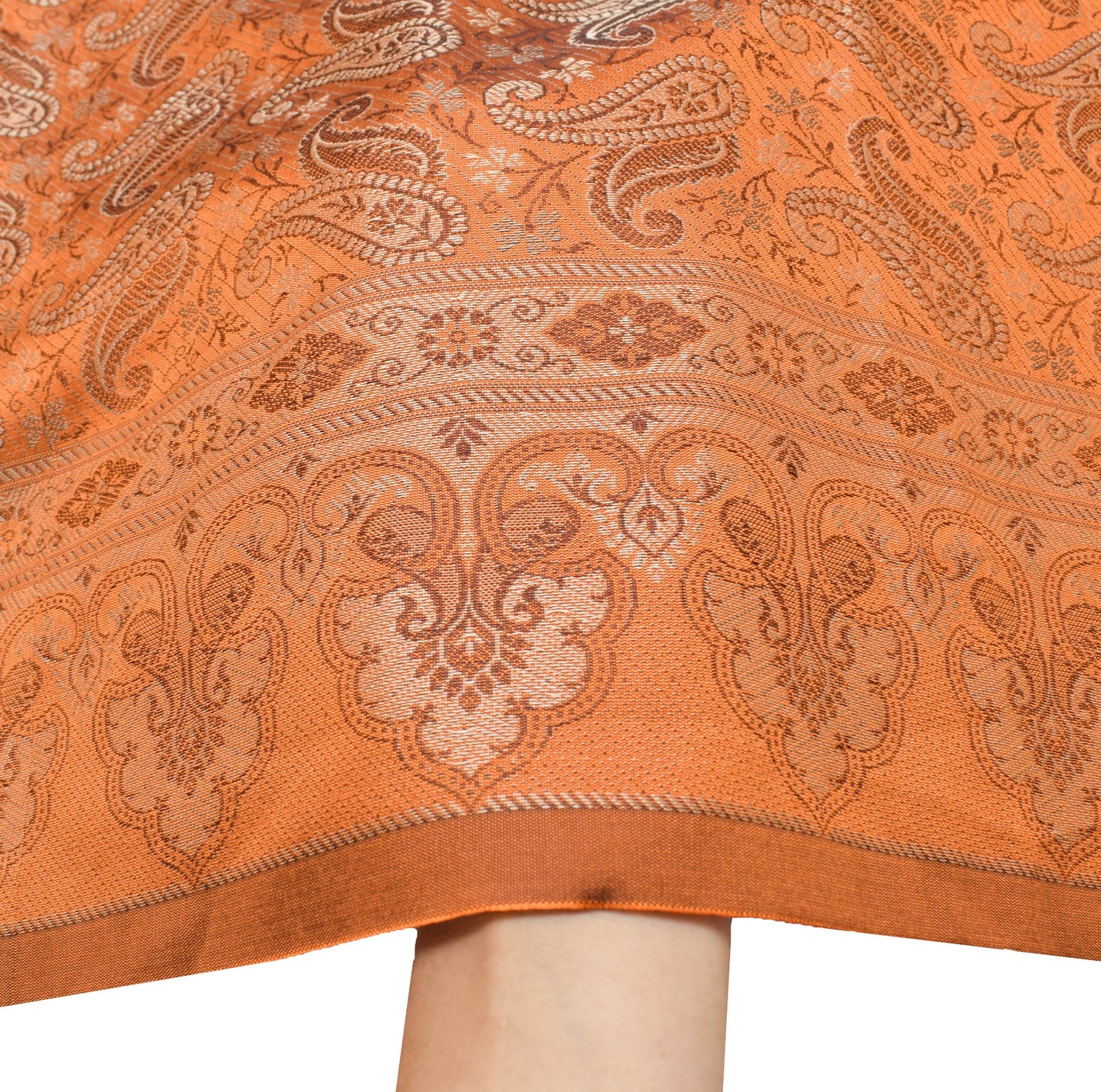 Long Stole Indian Art Silk Woven Banarasi Rust Women Dupatta