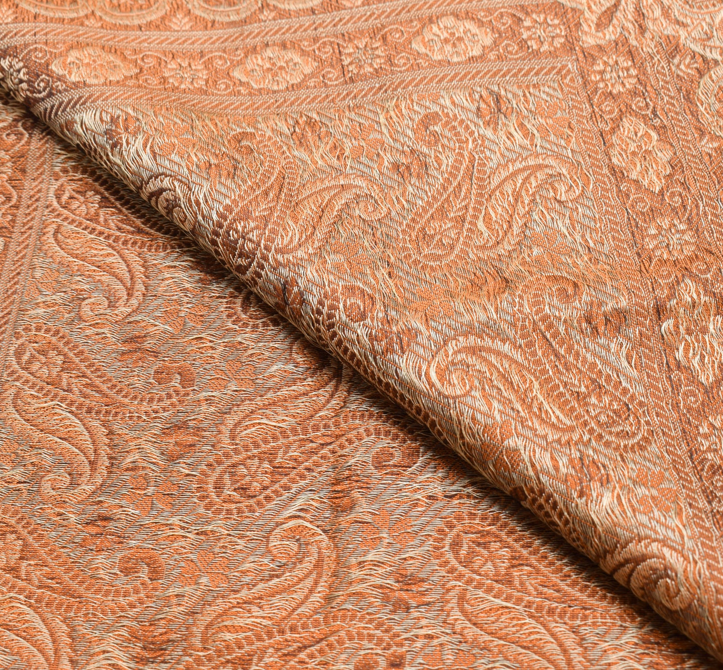 Long Stole Indian Art Silk Woven Banarasi Rust Women Dupatta