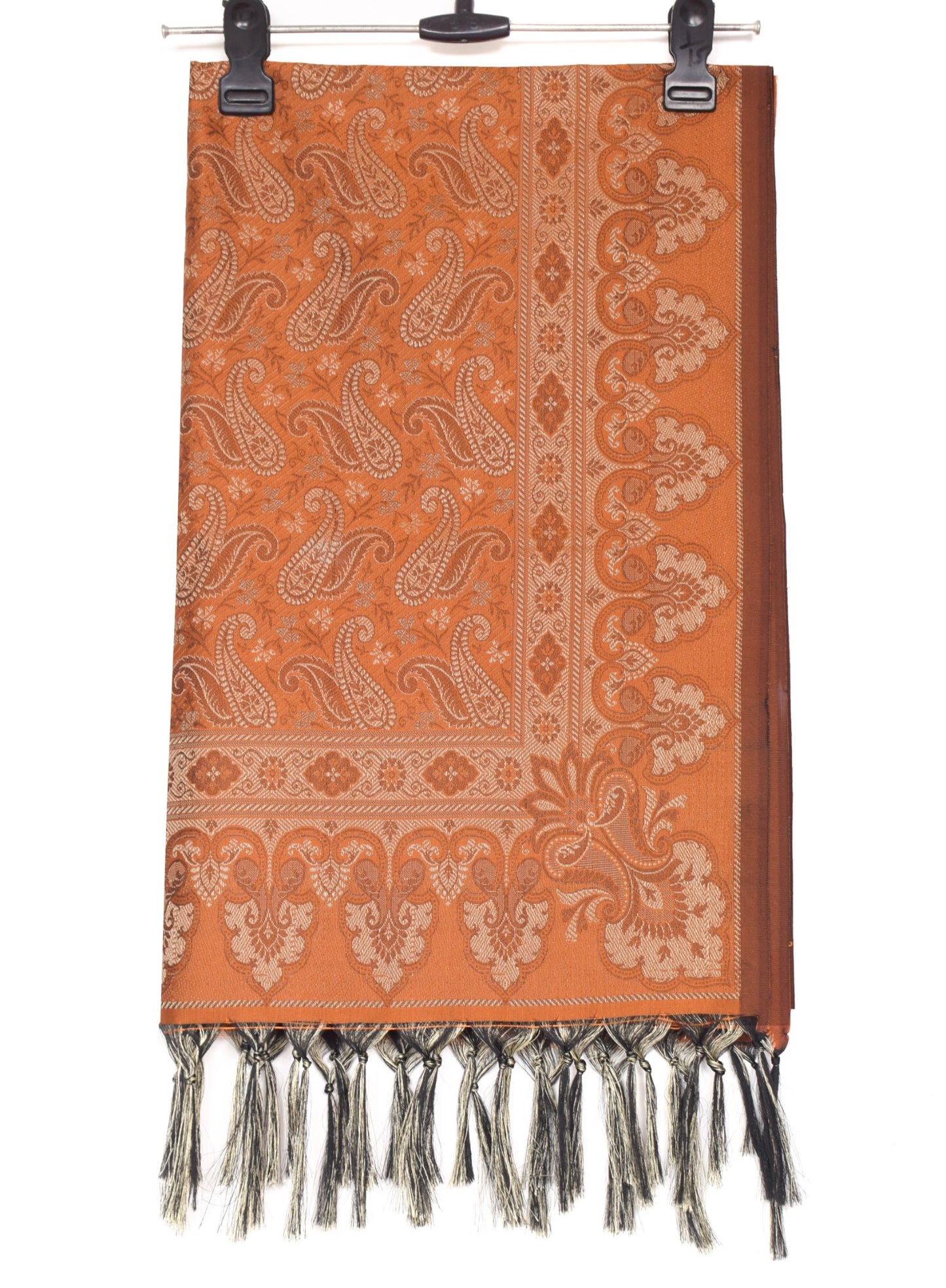 Long Stole Indian Art Silk Woven Banarasi Rust Women Dupatta