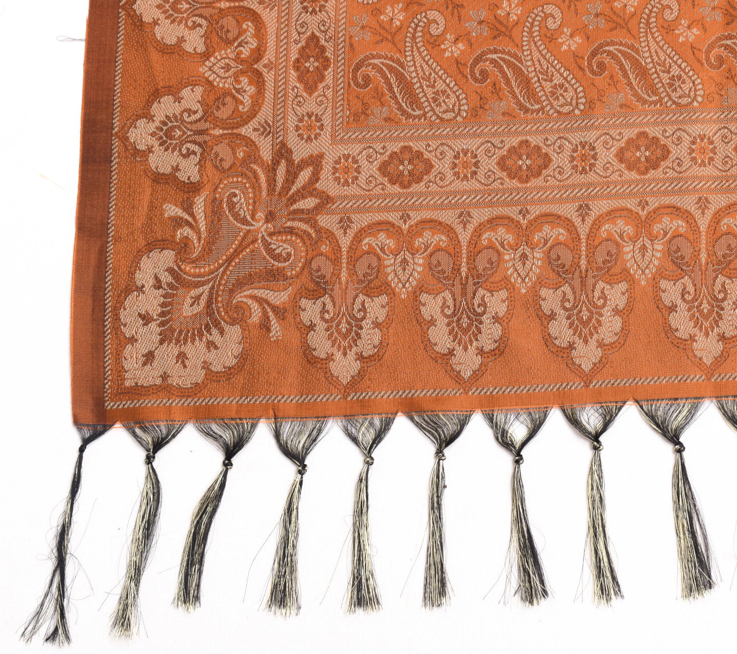 Long Stole Indian Art Silk Woven Banarasi Rust Women Dupatta