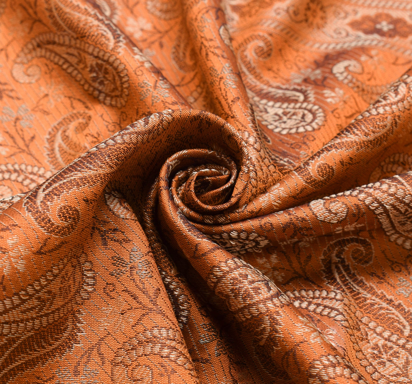 Long Stole Indian Art Silk Woven Banarasi Rust Women Dupatta