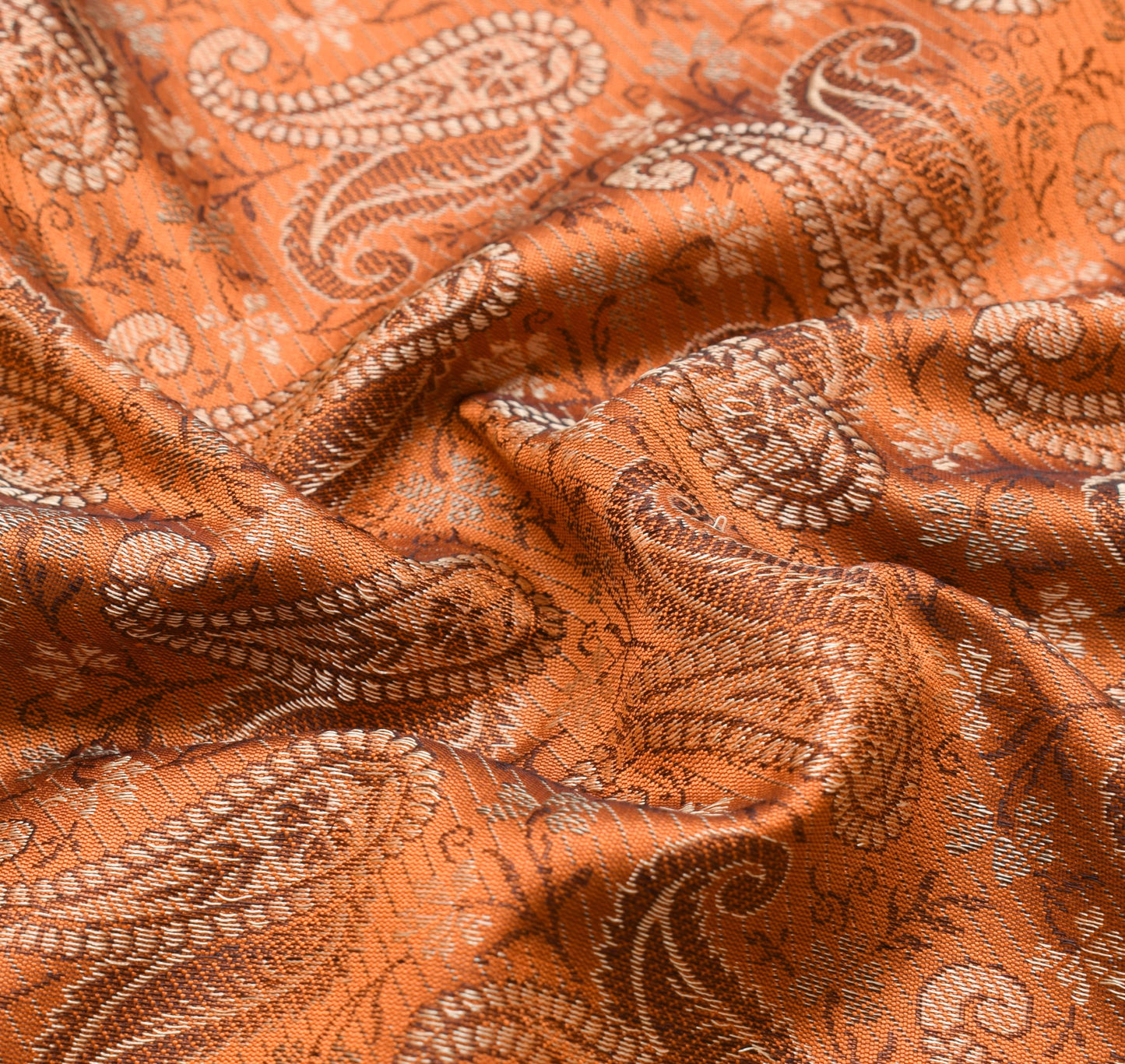 Long Stole Indian Art Silk Woven Banarasi Rust Women Dupatta