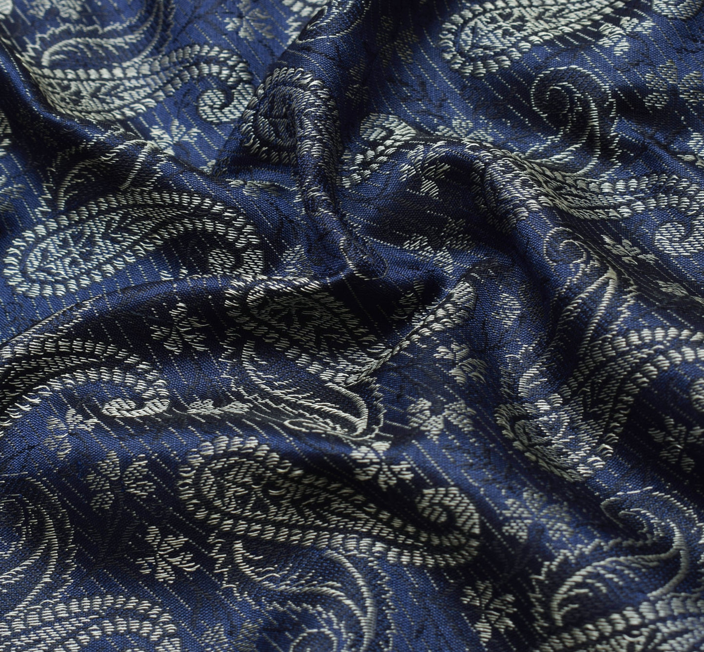 Dark Blue Art Silk Dupatta Woven Paisley Soft Long Stole Scarf